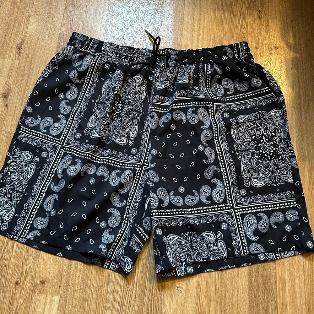 Black and White Paisley Shorts